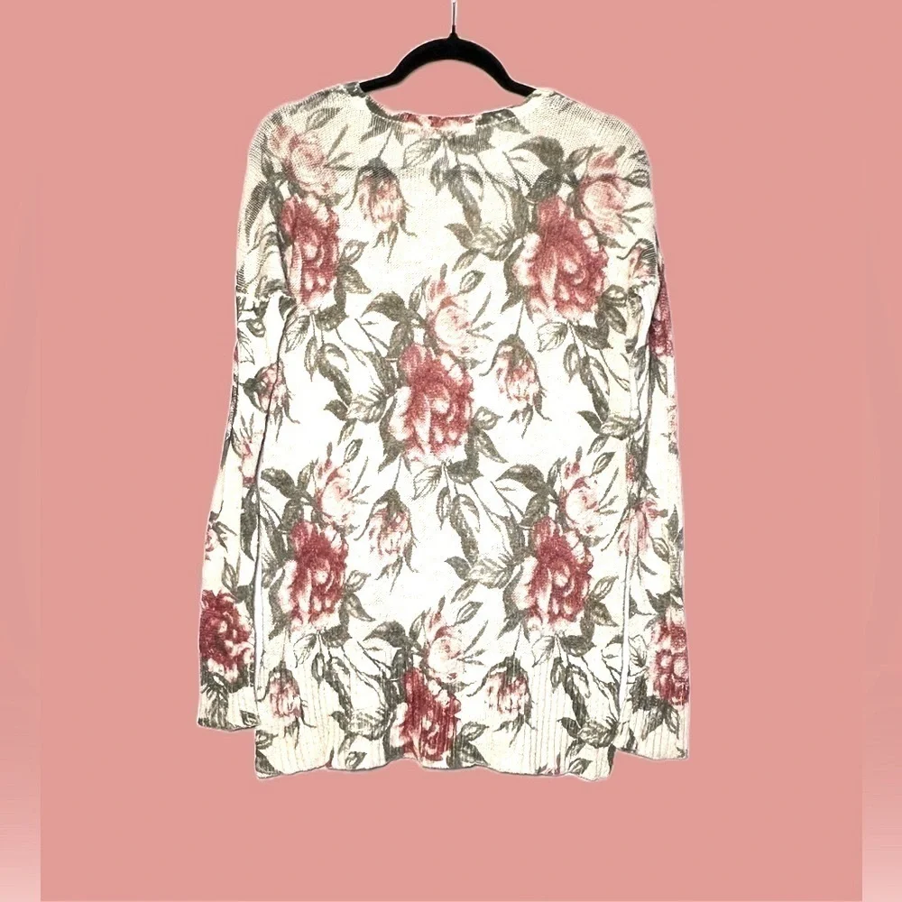 Abercrombie & Fitch Floral Boat Neck Long-Sleeved High-Low Sweater, S - Picture 9 of 15